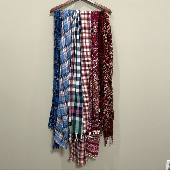 Scarf Bundle 6 Scarves Plaid Abstract Reversible Oblong Lot Collection - Picture 1 of 7